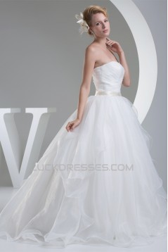 Ball Gown Sleeveless Satin Organza Sweetheart Wedding Dresses 2030394