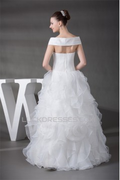 Sleeveless Satin Organza Sequined Lace Portrait Wedding Dresses 2030395