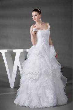 Sleeveless Satin Organza Sequined Lace Portrait Wedding Dresses 2030395