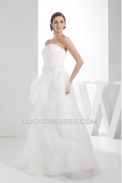 Sleeveless Satin Organza Sweetheart A-Line Sweet Wedding Dresses 2030397