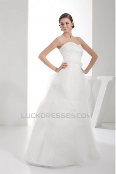 Sleeveless Satin Organza Sweetheart A-Line Sweet Wedding Dresses 2030397