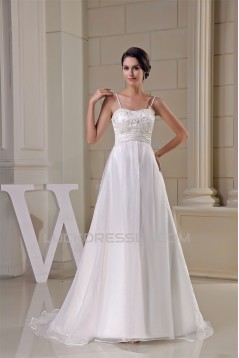 Sleeveless Satin Organza Taffeta Spaghetti Straps Wedding Dresses 2030398