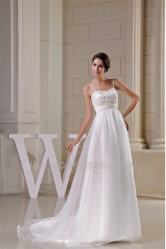 Sleeveless Satin Organza Taffeta Spaghetti Straps Wedding Dresses 2030398