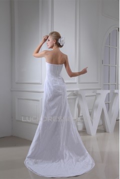 Sheath/Column Sleeveless Square Satin Lace Wedding Dresses 2030407