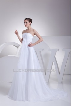 A-Line Strapless Satin Organza New Arrival Wedding Dresses 2030415