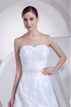 A-Line Strapless Satin Taffeta Lace New Arrival Wedding Dresses 2030416