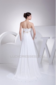 A-Line Sleeveless Sweetheart Chiffon Beaded Lace Wedding Dresses 2030422