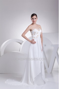 A-Line Sleeveless Sweetheart Chiffon Beaded Lace Wedding Dresses 2030422