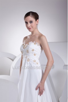 A-Line Sleeveless Sweetheart Chiffon Beaded Lace Wedding Dresses 2030422