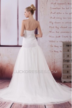 Sleeveless Sweetheart Satin Silk like Satin Fine Netting Best Wedding Dresses 2030428