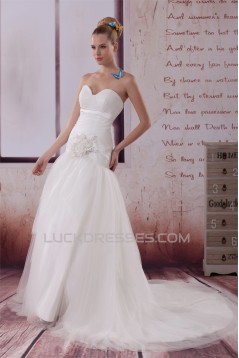 Sleeveless Sweetheart Satin Silk like Satin Fine Netting Best Wedding Dresses 2030428