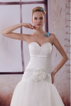 Sleeveless Sweetheart Satin Silk like Satin Fine Netting Best Wedding Dresses 2030428