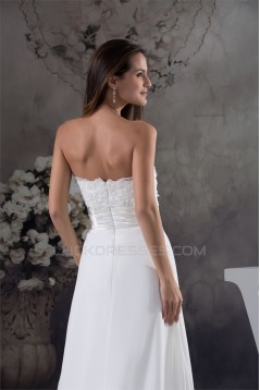 Sheath/Column Sleeveless Sweetheart Chiffon Lace Silk like Satin Best Wedding Dresses 2030429