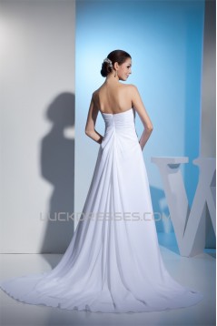 Sheath/Column Sleeveless Sweetheart Chiffon Satin Lace Wedding Dresses 2030430