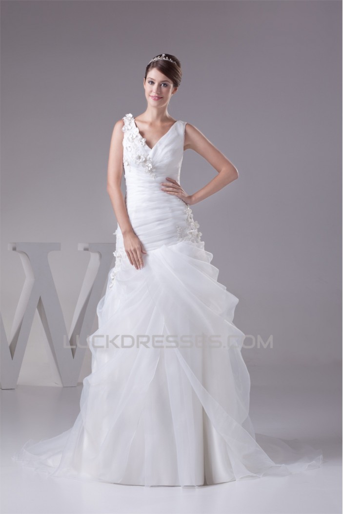 Sleeveless V-Neck Satin Lace Organza Princess New Arrival Wedding Dresses 2030433