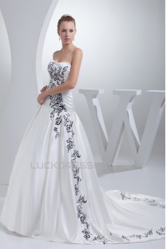 A-Line Soft Sweetheart Sleeveless Satin Wedding Dresses with Color 2030437