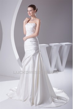 A-Line Soft Sweetheart Sleeveless Satin Most Beautiful Wedding Dresses 2030439