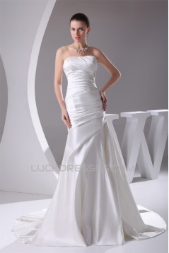 A-Line Soft Sweetheart Sleeveless Satin Most Beautiful Wedding Dresses 2030439