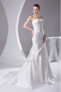 A-Line Soft Sweetheart Sleeveless Satin Most Beautiful Wedding Dresses 2030439