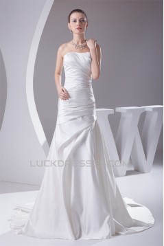 A-Line Soft Sweetheart Sleeveless Satin Most Beautiful Wedding Dresses 2030439