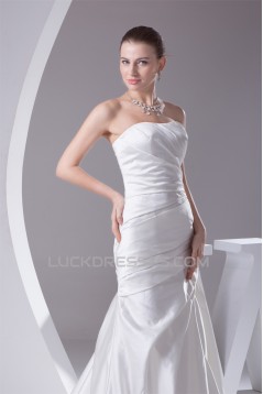 A-Line Soft Sweetheart Sleeveless Satin Most Beautiful Wedding Dresses 2030439