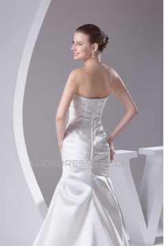 A-Line Soft Sweetheart Sleeveless Satin Most Beautiful Wedding Dresses 2030439