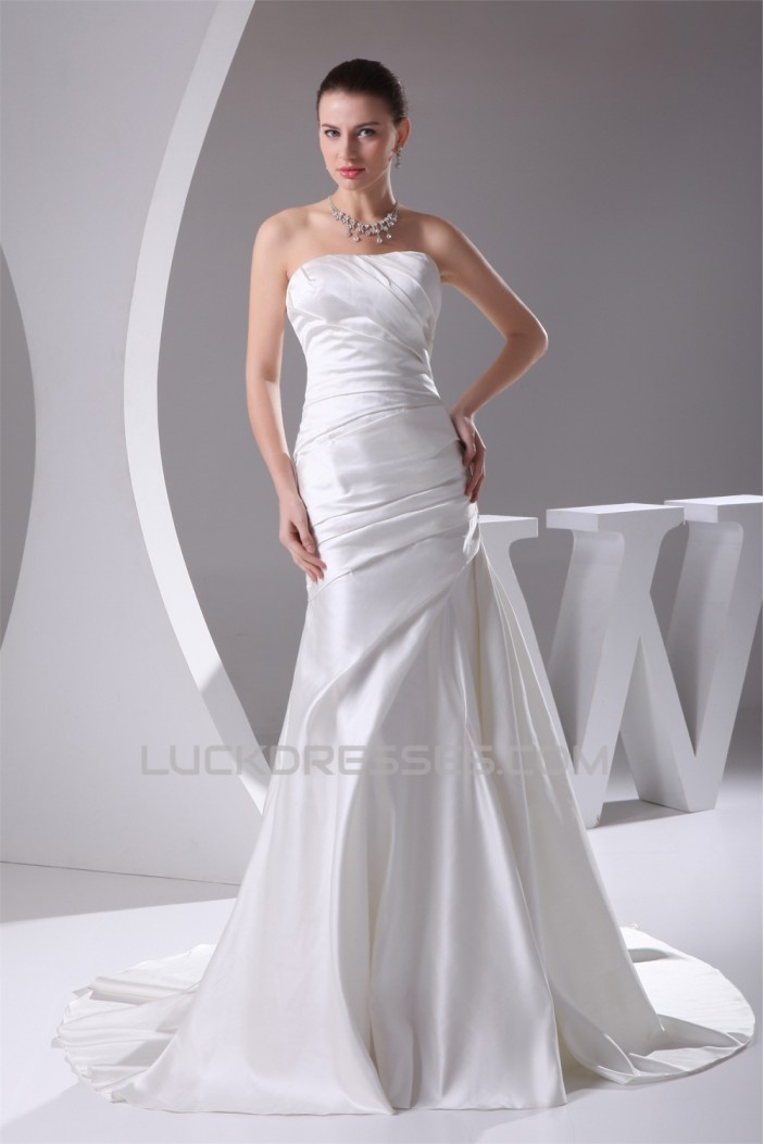 A-Line Soft Sweetheart Sleeveless Satin Most Beautiful Wedding Dresses 2030439