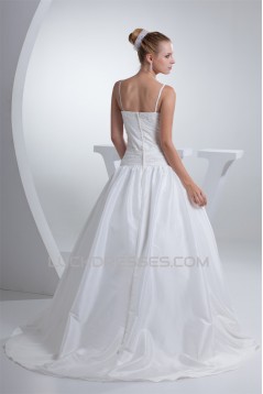 Ball Gown Spaghetti Straps Taffeta Sleeveless Beaded Best Wedding Dresses 2030441