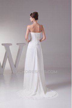 A-Line Strapless Chiffon Silk like Satin New Arrival Wedding Dresses 2030444