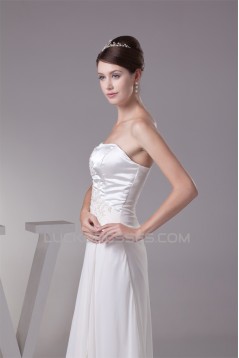 A-Line Strapless Chiffon Silk like Satin New Arrival Wedding Dresses 2030444