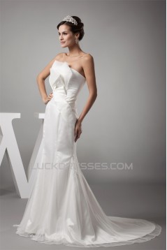 Strapless Mermaid/Trumpet Satin Fine Netting Sweet Wedding Dresses 2030447