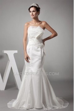 Strapless Mermaid/Trumpet Satin Fine Netting Sweet Wedding Dresses 2030447