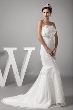 Strapless Mermaid/Trumpet Satin Fine Netting Sweet Wedding Dresses 2030447