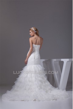 Strapless Mermaid/Trumpet Sleeveless Satin Organza Wedding Dresses 2030448