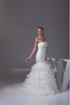 Strapless Mermaid/Trumpet Sleeveless Satin Organza Wedding Dresses 2030448