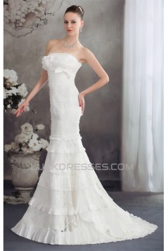 Trumpet/Mermaid Strapless Princess Sleeveless Lace Taffeta Wedding Dresses 2030449