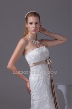 Mermaid/Trumpet Strapless Satin Fine Netting Lace Wedding Dresses 2030450