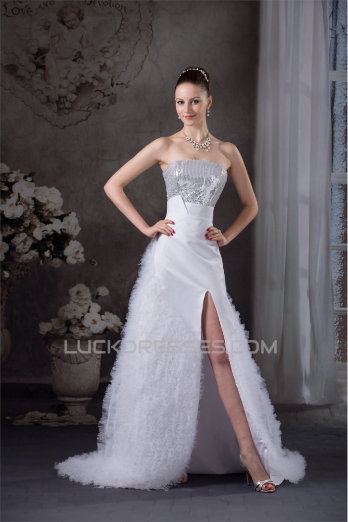 Strapless Satin Lace Organza Fine Netting Sequins Most Beautiful Wedding Dresses 2030451