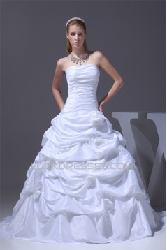 Strapless Satin Taffeta A-Line Sleeveless Best Wedding Dresses 2030455