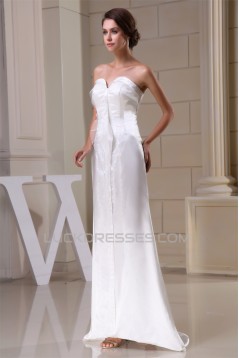 Strapless Sleeveless Silk like Satin Netting Reception Wedding Dresses 2030461