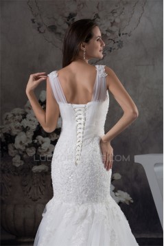 Straps Satin Lace Fine Netting Mermaid/Trumpet Sweet Wedding Dresses 2030463