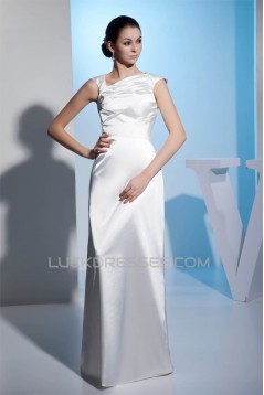 Straps Silk like Satin Sheath/Column Reception Wedding Dresses 2030464