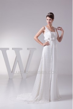 Straps Sleeveless Chiffon Satin Lace Fine Netting Wedding Dresses 2030466