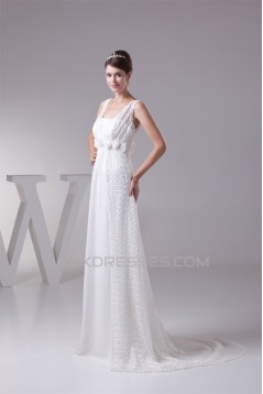 Straps Sleeveless Chiffon Satin Lace Fine Netting Wedding Dresses 2030466