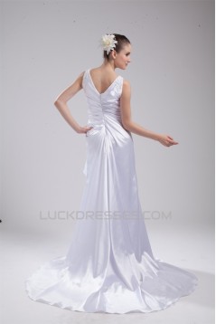 Straps Sleeveless Silk like Satin Sheath/Column Wedding Dresses 2030467