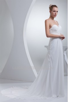 Sweetheart A-Line Chiffon Silk like Satin Best Wedding Dresses 2030468