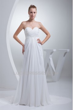 Sweetheart A-Line Chiffon Silk like Satin Best Wedding Dresses 2030468