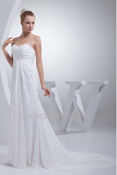 Sweetheart A-Line Chiffon Silk like Satin Best Wedding Dresses 2030468