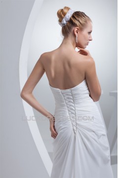 Sweetheart A-Line Chiffon Silk like Satin Best Wedding Dresses 2030468