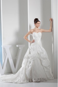 Sweetheart A-Line Lace Taffeta Sleeveless Best Wedding Dresses 2030469